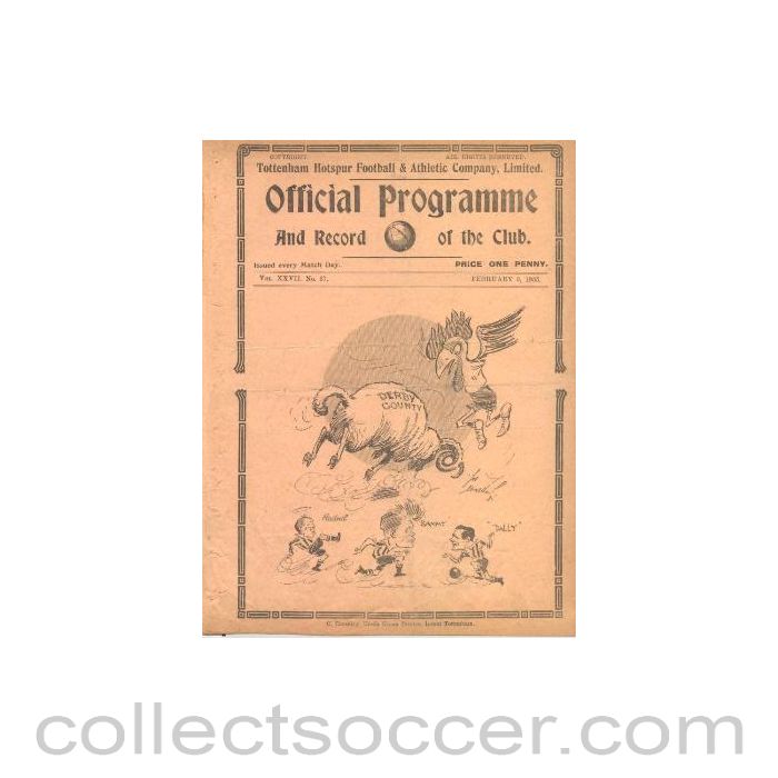1935 - Tottenham Hotspur v Derby County official programme 09/02/1935