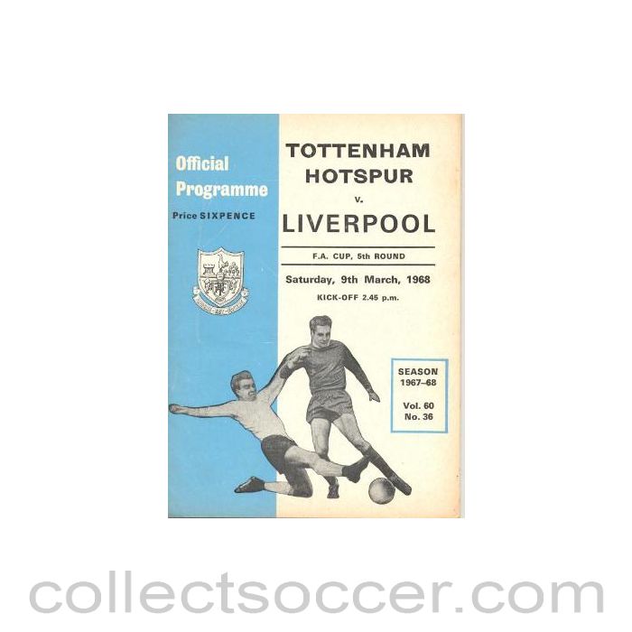 1968 - Tottenham Hotspur v Liverpool official programme 09/03/1968