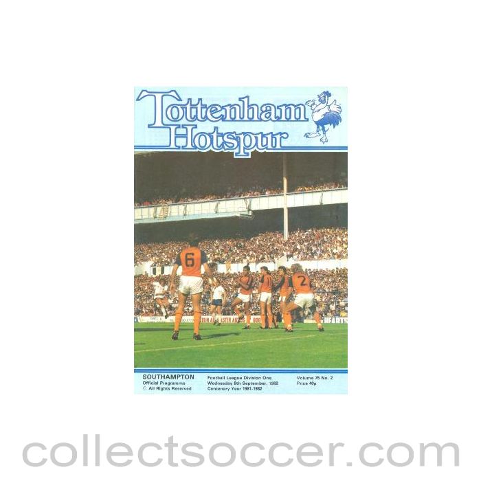 1982 - Tottenham Hotspur v Southampton official programme 08/09/1982 Football League