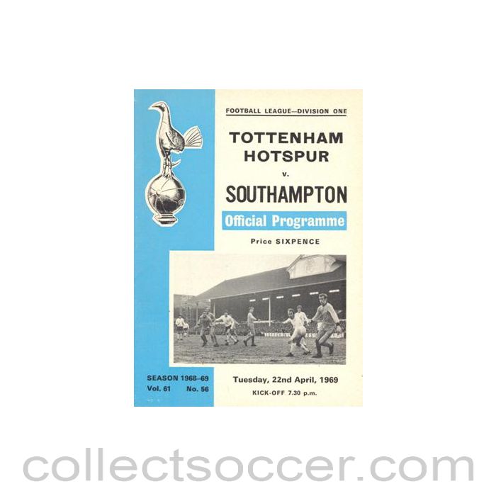 1969 - Tottenham Hotspur v Southampton official programme 22/04/1969 Football League