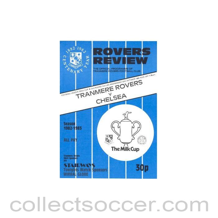 1982 - Tranmere Rovers vChelsea official programme 27/10/1982