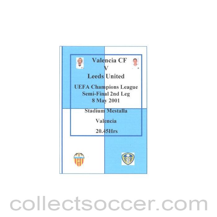 2001 Valencia v Leeds United official programme 08/05/2001 Champions League Semi-Final, probably a pirate