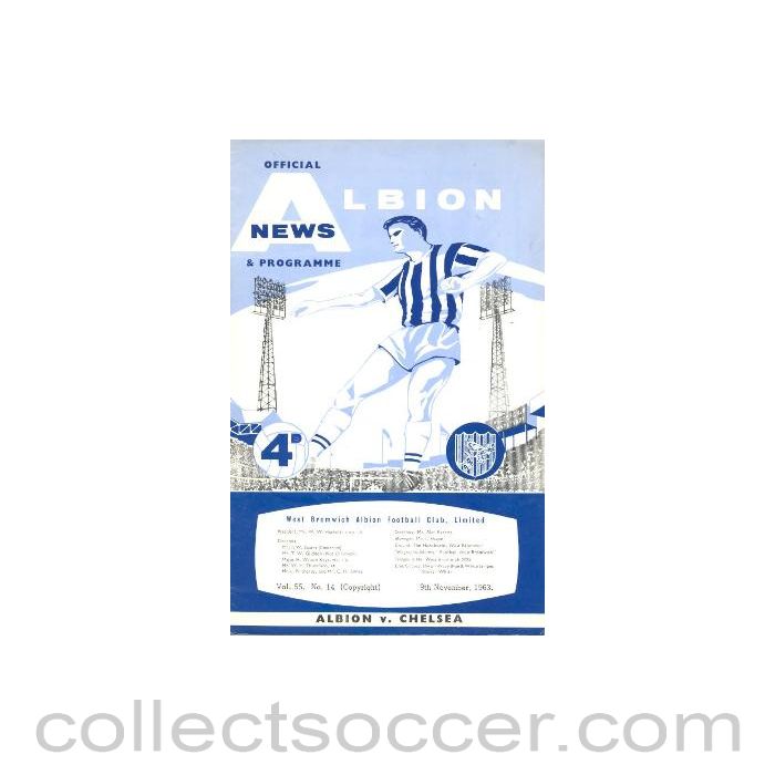 1963 - West Bromwich Albion vChelsea official programme 09/11/1963