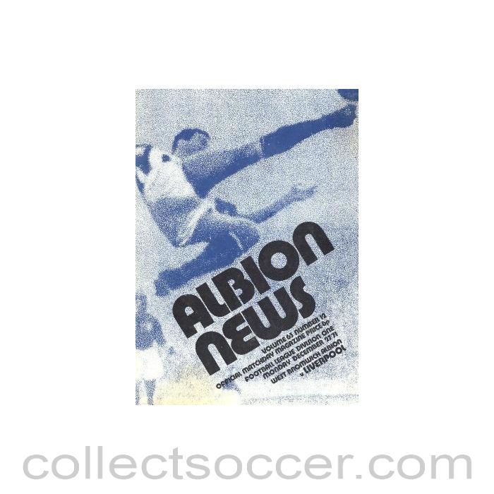 1971 - West Bromwich Albion v Liverpool official programme 27/12/1971 Football League Cup