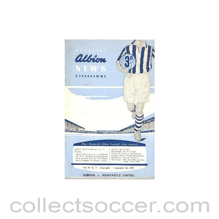 1959 - West Bromwich Albion v Newcastle United official programme 09/09/1959 Football League