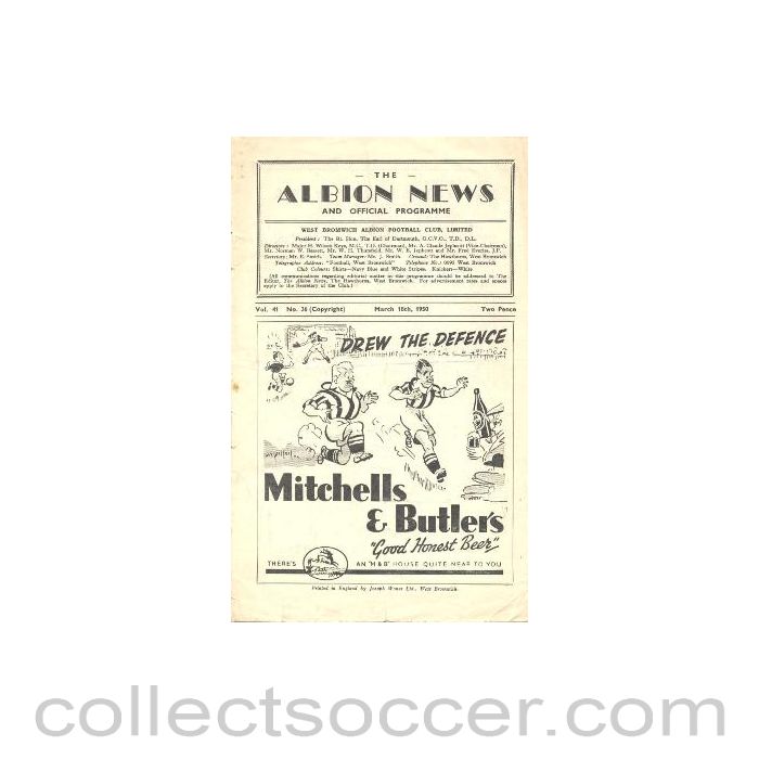 1950 - West Bromwich Albion v Newcastle United official programme 18/03/1950