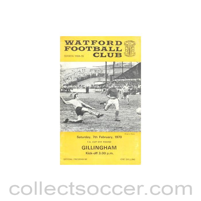 1970 - Watford v Gillingham official programme 07/02/1970 F.A. Cup