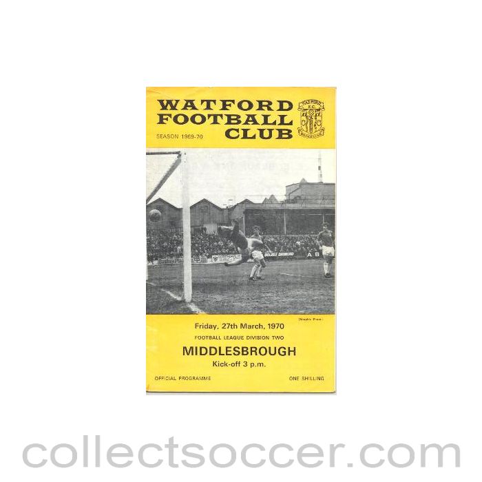 1970 - Watford v Middlesbrough official programme 27/03/1970 Football League