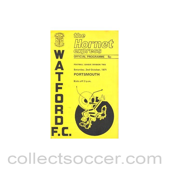 1971 - Watford v Portsmouth official programme 02/10/1971 Football League