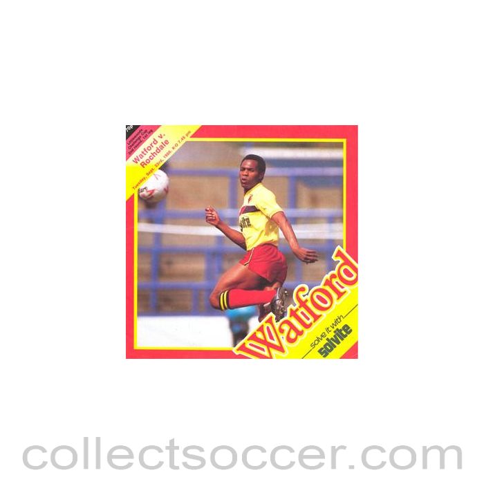 1986 - Watford v Rochdale official programme 23/09/1986 Littlewoods Cup