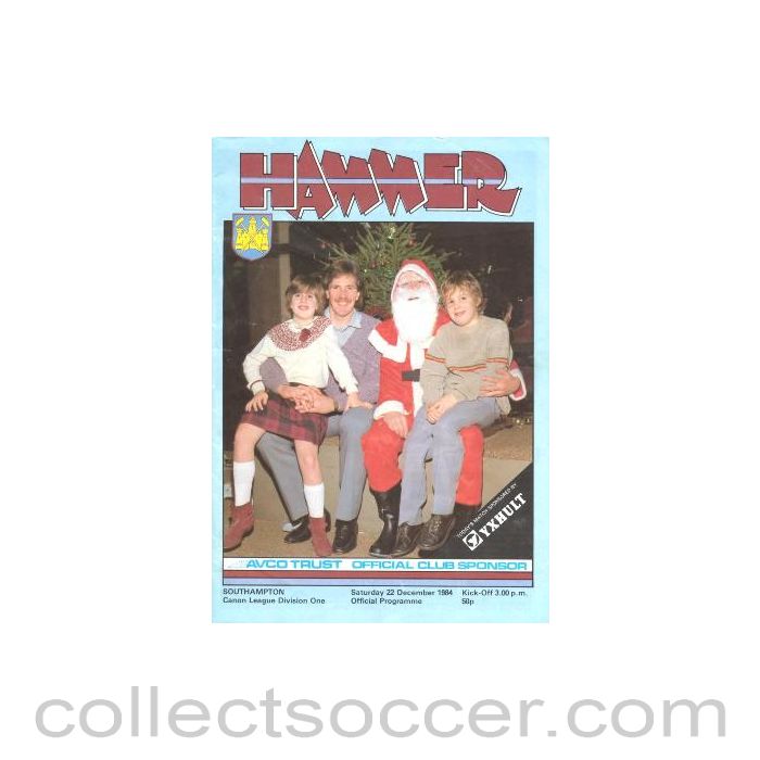 1984 - West Ham United v Southampton official programme 22/12/1984