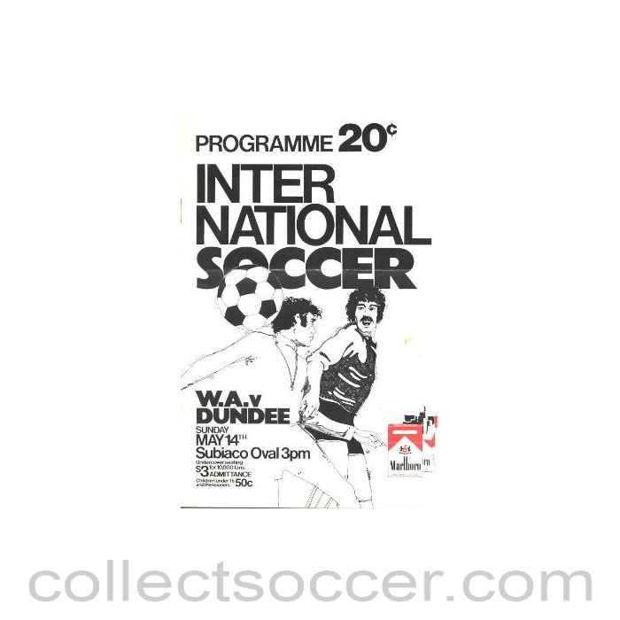 1963 - Western Australia v Dundee official programme 14/05/1963