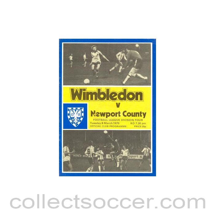 1979 - Wimbledon v Newport County official programme 06/03/1979