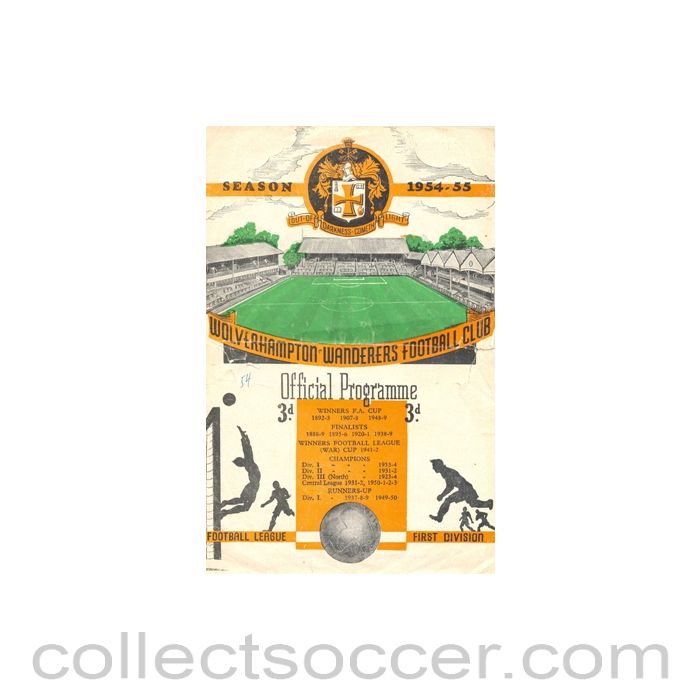 1955 - Wolverhampton Wanderers v Arsenal official programme 29/01/1955