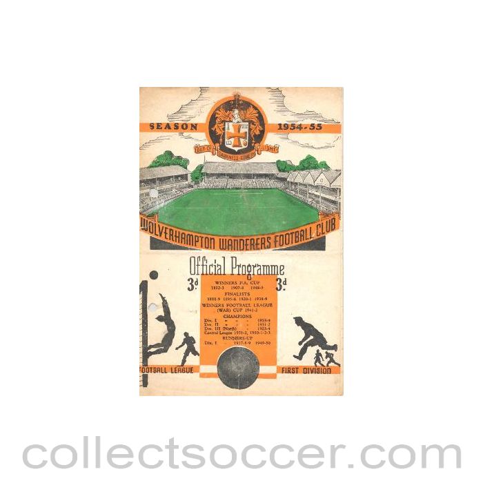1955 - Wolverhampton Wanderers v Charlton Athletic official programme 22/01/1955 Football League