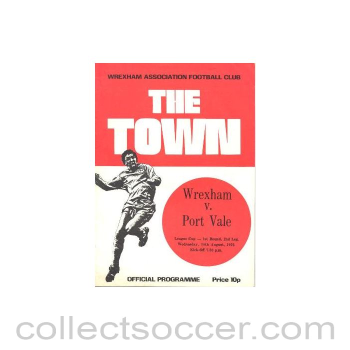 1976 - Wrexham v Port Vale official programme 18/08/1976 League Cup