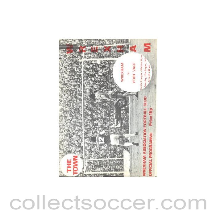 1977 - Wrexham v Port Vale official programme 27/08/1977 League Cup