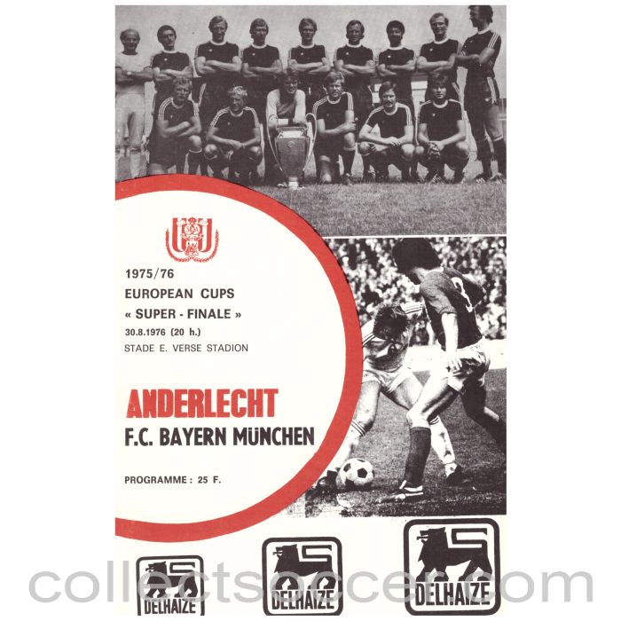 1976 Super Cup Final Anderlecht v Bayern Munich Official Programme