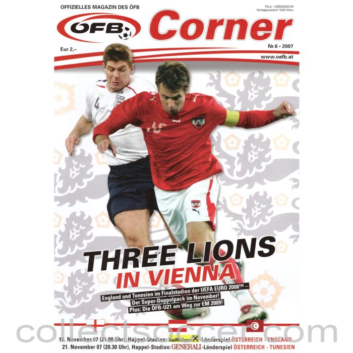2007 Austria v England Official Programme