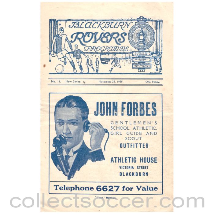 1935 Blackburn Rovers v Preston North End Programme