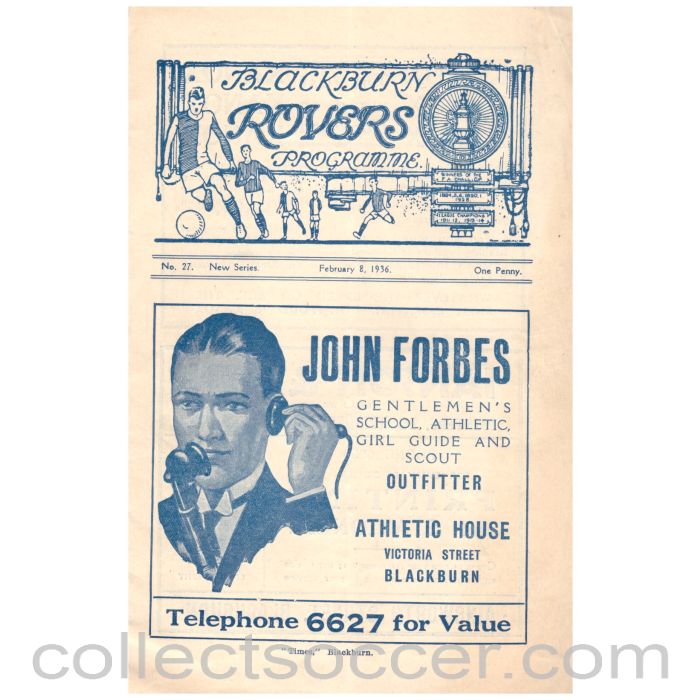 1936 Blackburn Rovers v Arsenal Official Programme