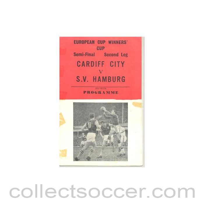 1967 - 1968 European Cup Winners Cup Semi-Final Cardiff City v Hamburg Pirate programme