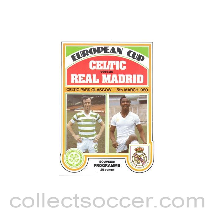 1980 - Celtic v Real Madrid official programme 05/03/1980 European Cup