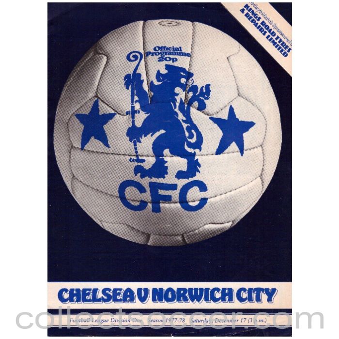 1977 Chelsea v Norwich City Official Programme