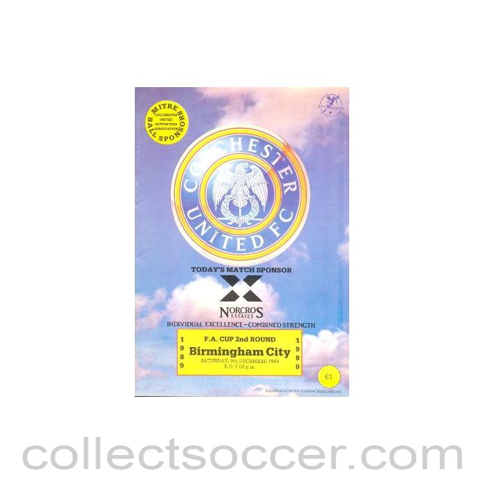 1989 - Colchester United v Birmingham City official programme 09/12/1989