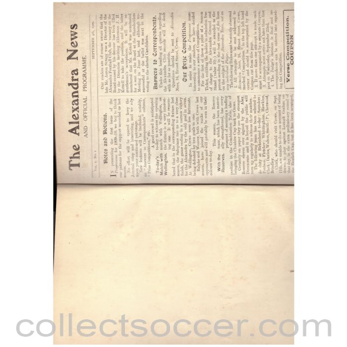 1909 -1910 Crewe Alexandra Bound Volume 30 Official Programmes