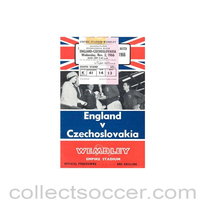 1966 England V Czechoslovakia Programme 02/11/1966 with ticket