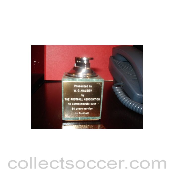 Memorabilia Lighter Presented to W.G.Halsey by The Football Association to commemorate over 50 years service to football