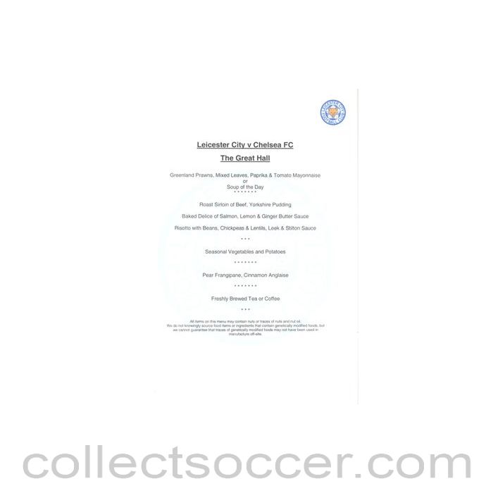 2004 - Leicester City v Chelsea menu 11/01/2004