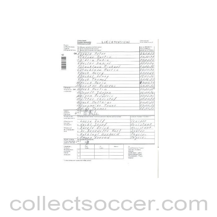 Lichtenstein v England Official Teamsheet