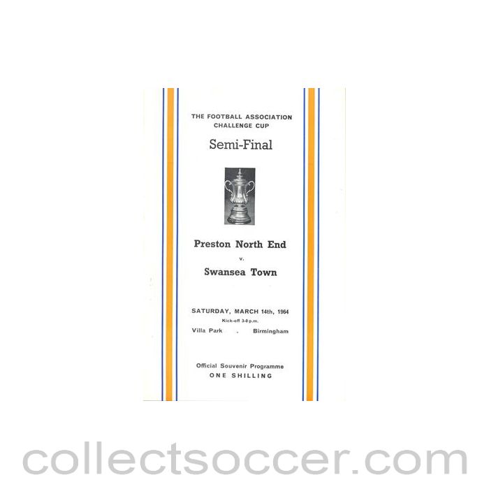 1964 F.A. Cup Semi-Final Preston North End v Swansea Town official programme 14/03/1964