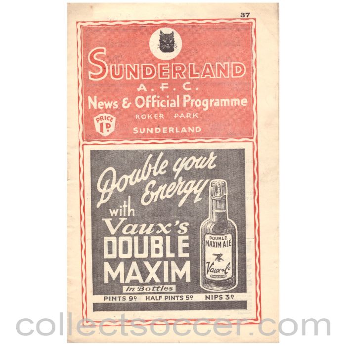 1939 Sunderland v Everton Football Programme