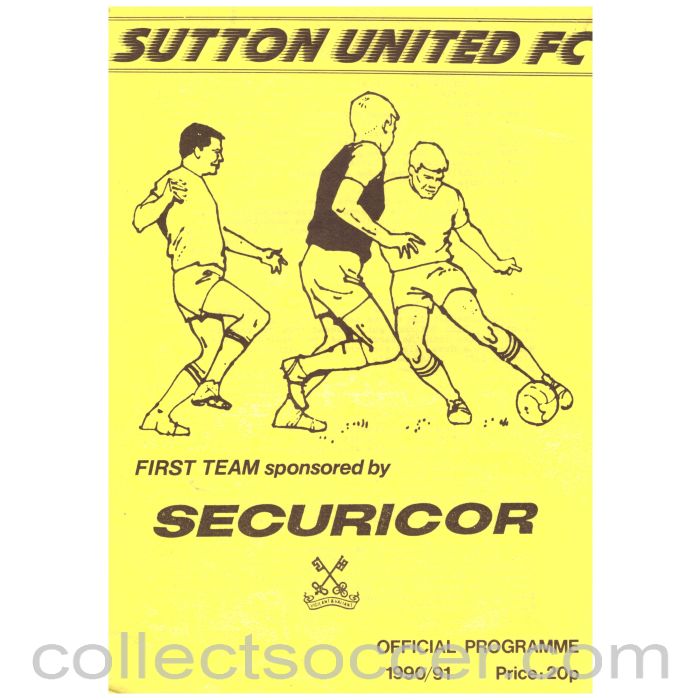 1990 Suttton United v Chelsea Football Programme