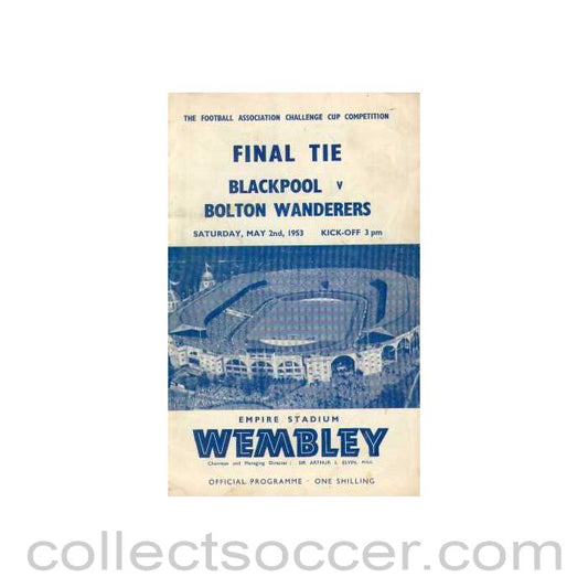 1953 FA Cup Final Programme Blackpool v Bolton Wanderers