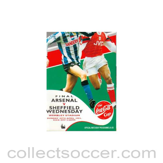 1993 League Cup Final Programme Arsenal v Sheffield Wednesday