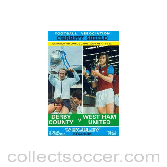 1975 Charity Shield Official Programme Derby v West Ham United
