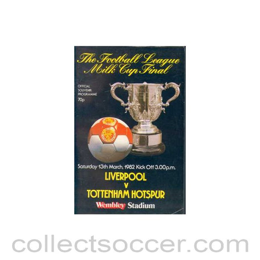 1982 League Cup Final Programme Liverpool v Tottenham Hotspur