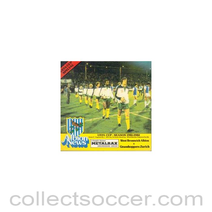 1981 - West Bromwich Albion v Grasshoppers Zurich 1981-1982 UEFA Cup