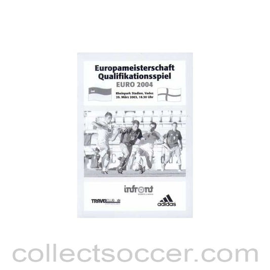 2003 Lichtenstein v England Programme 29/03/2003