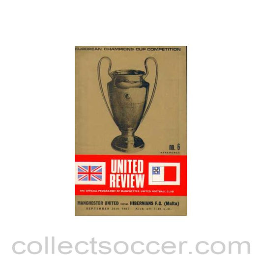 1967 - Manchester United v Hibernians Malta 20/09/1967 official programme