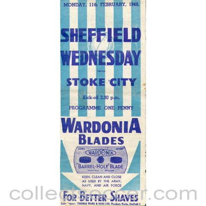 1946 - Sheffield Wednesday v Stoke City 1946 programme
