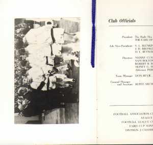 1973 Leeds United FA Cup Final Menu