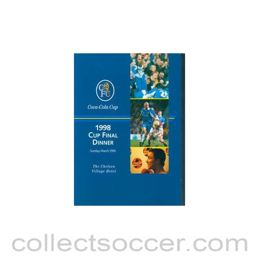 1998 Coca Cola League Cup Final Menu 29/03/1998