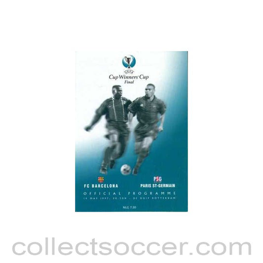 1997 Cup Winners Cup Final Official Programme Barcelona v Paris St Germain 14/05/1997