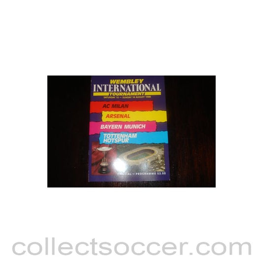 1988 - Arsenal v Milan and Tottenham Hotspur v Bayern Munich official programme Wembley International Tournament from 13th to 14th August 1988