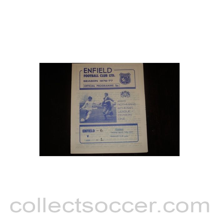 1977 - Enfield v Jerv official programme 05/04/1977, Semi-Professional International